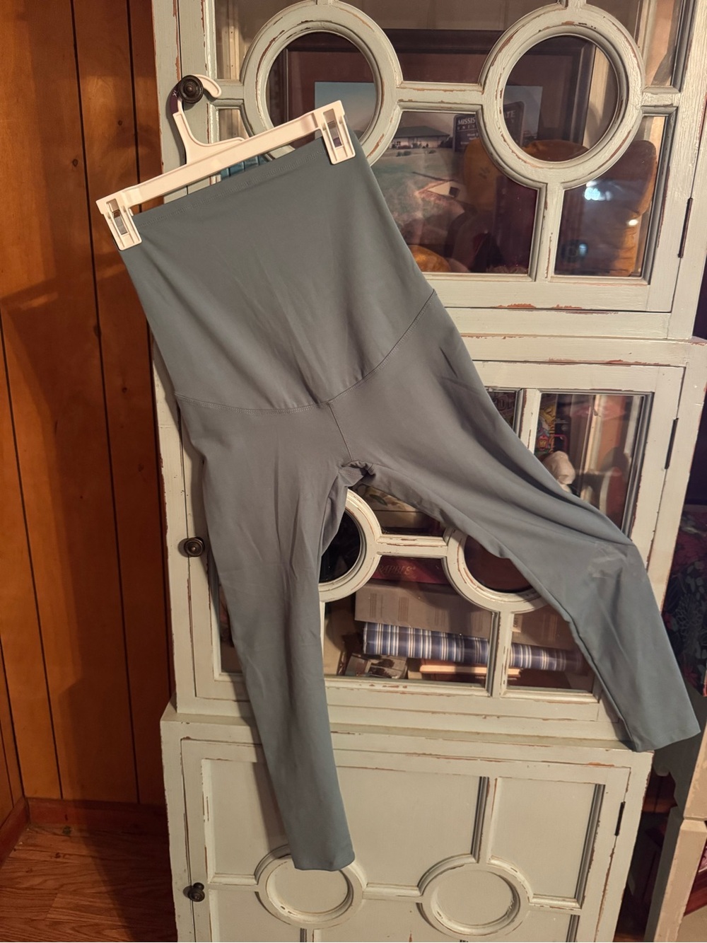 High-Waist Maternity Women’s Leggings in Slate Blue Gray Size Small B10